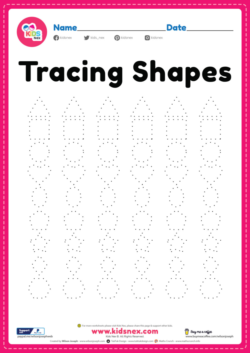 30 Shapes Tracing Worksheets For Kindergarten