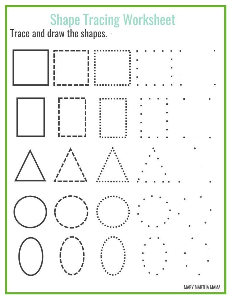 30 Shapes Tracing Worksheets For Kindergarten