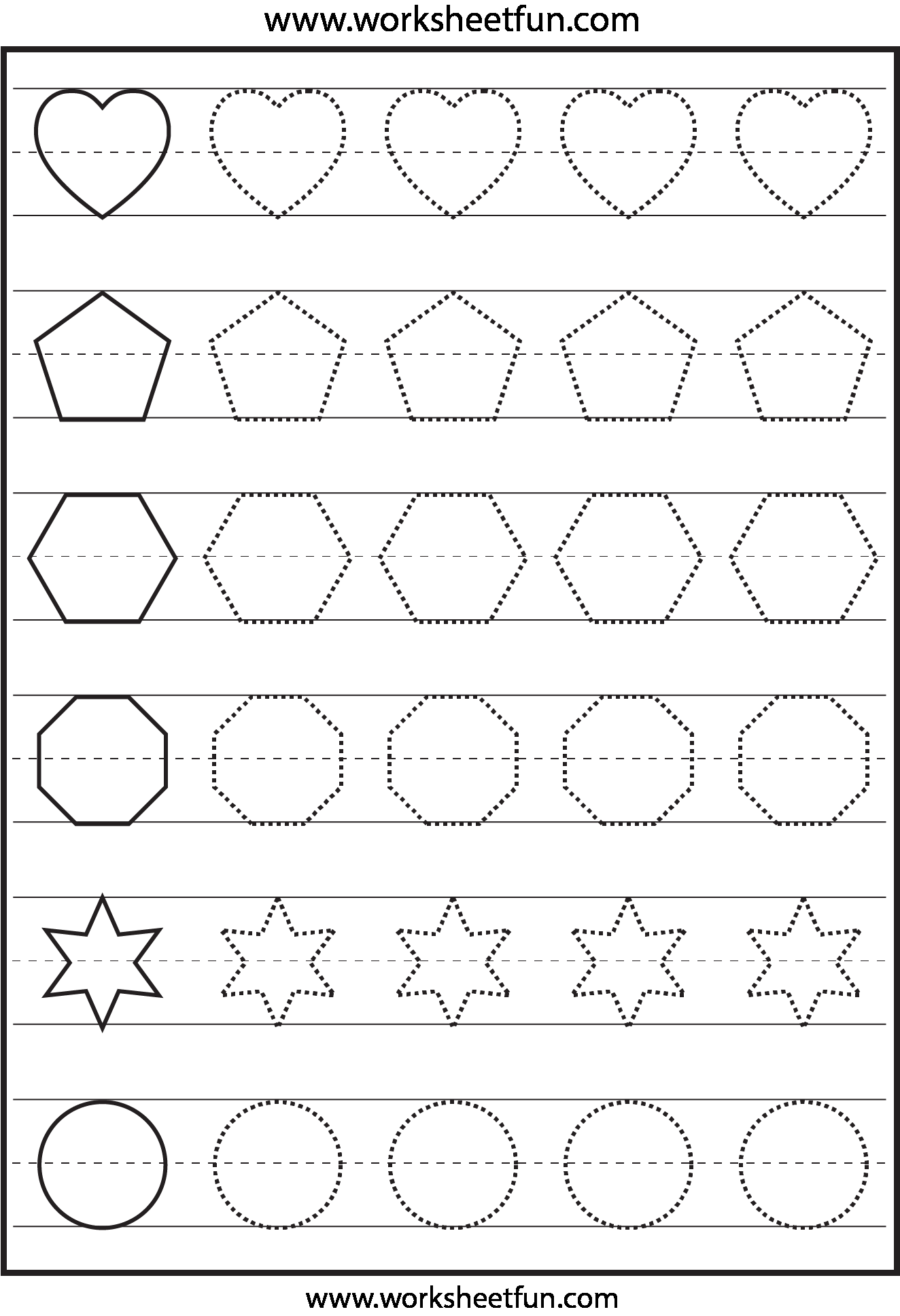 30 Shapes Tracing Worksheets For Kindergarten