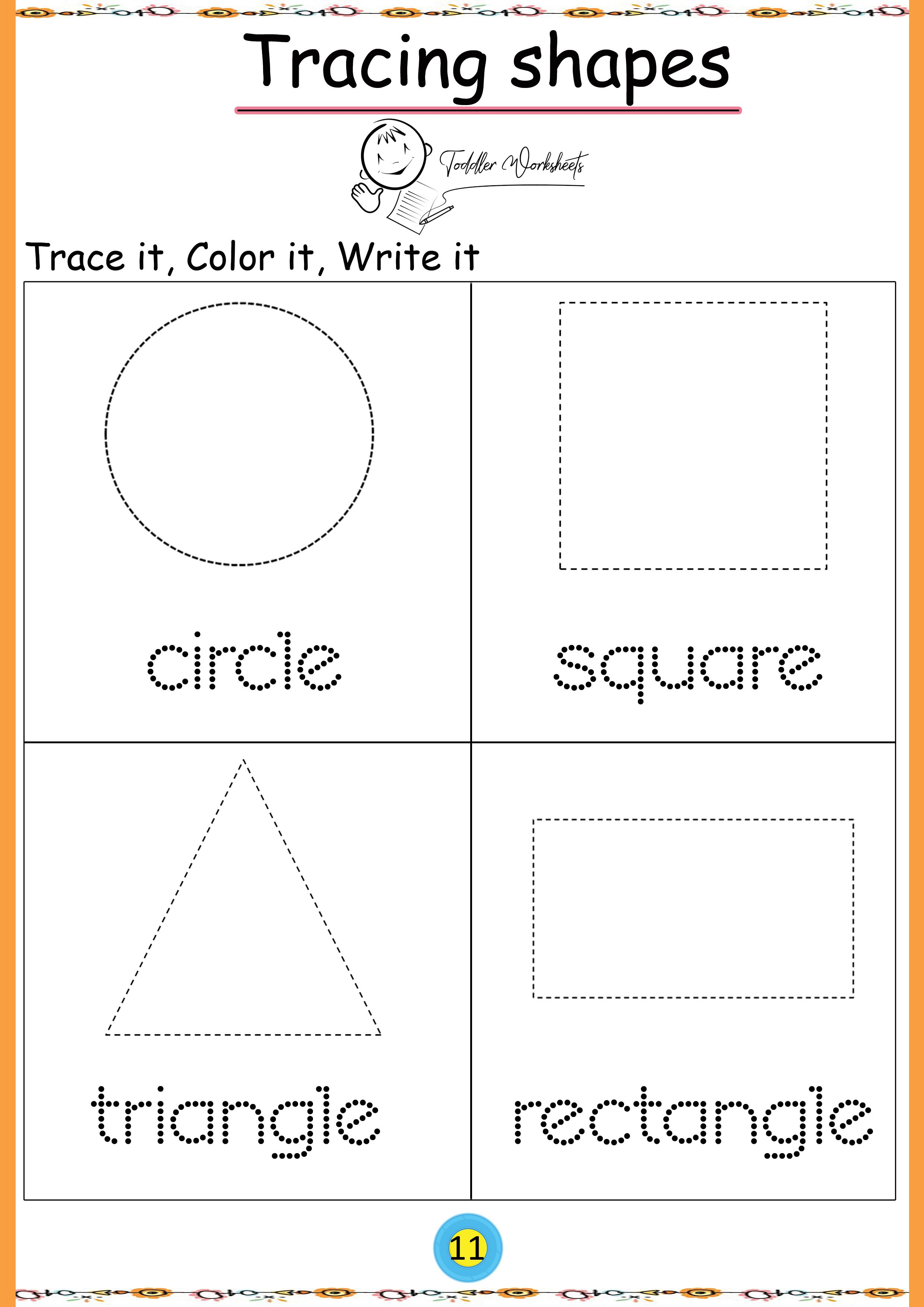 30 Shapes Tracing Worksheets For Kindergarten