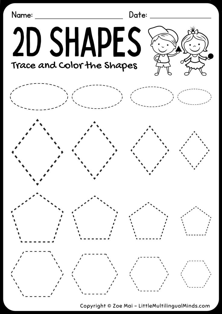 30 Shapes Tracing Worksheets For Kindergarten