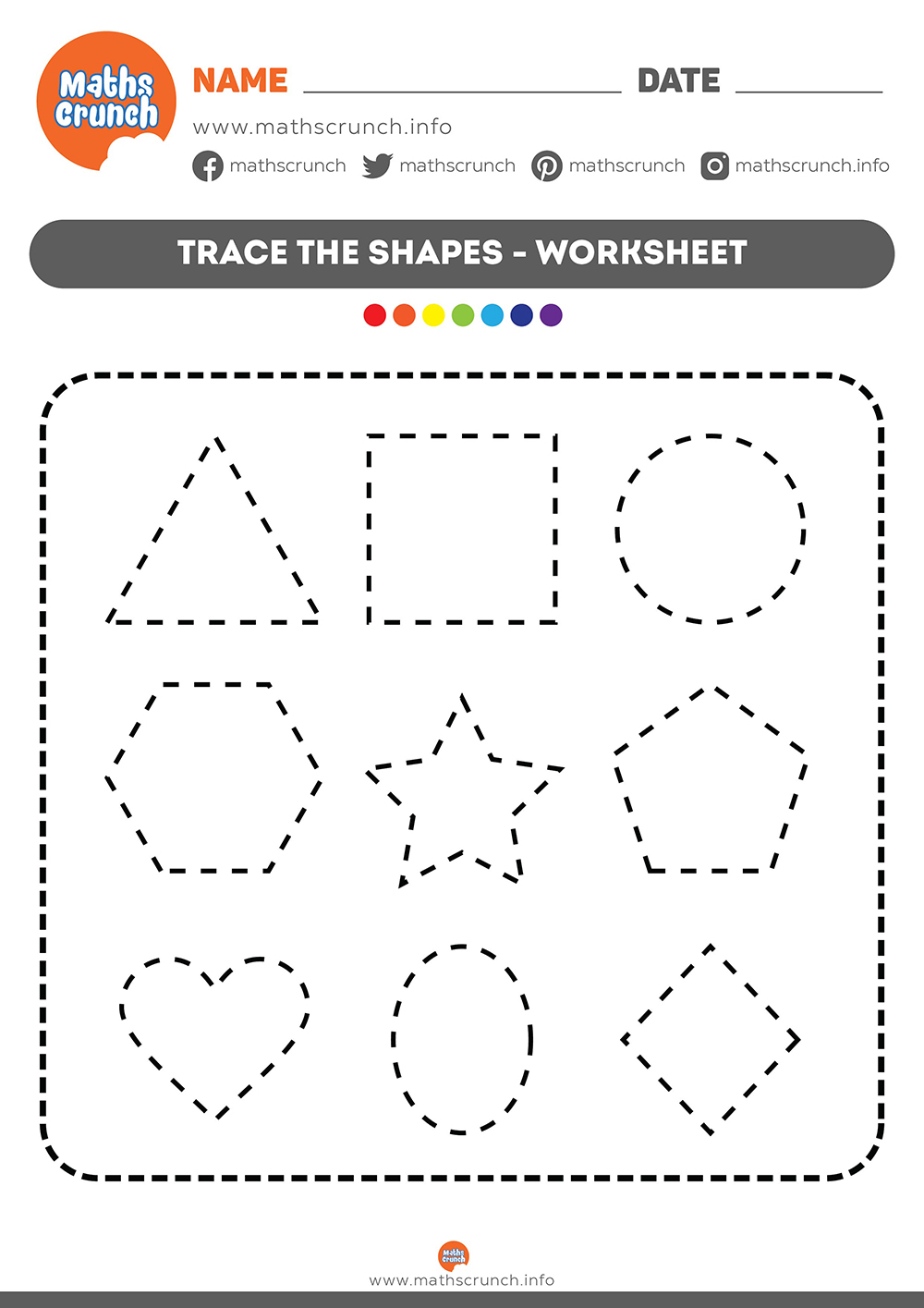 30 Shapes Tracing Worksheets For Kindergarten