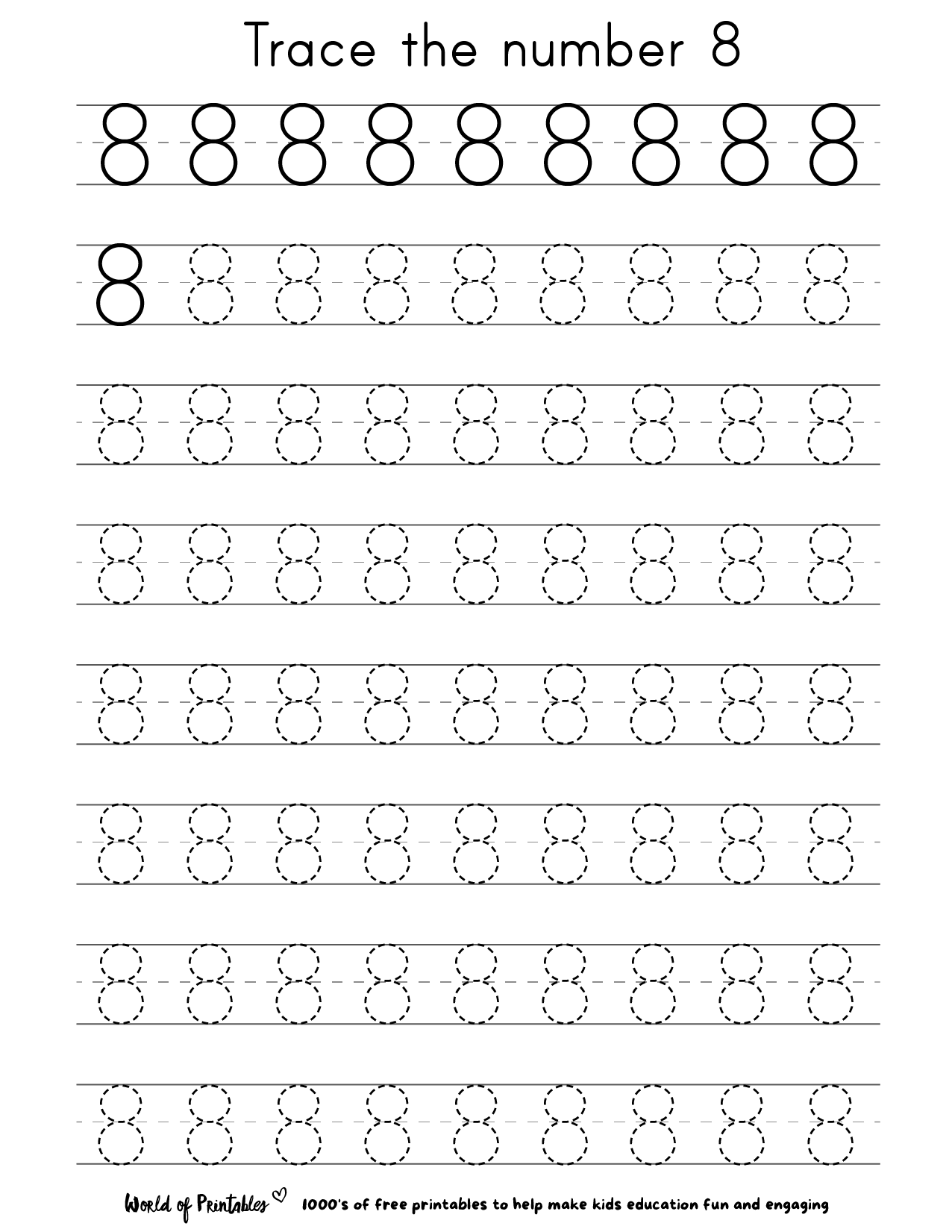 30 Tracing And Writing Number 8 Worksheet