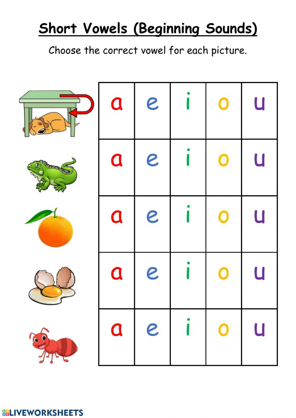 30 Vowel I Worksheets For Kindergarten