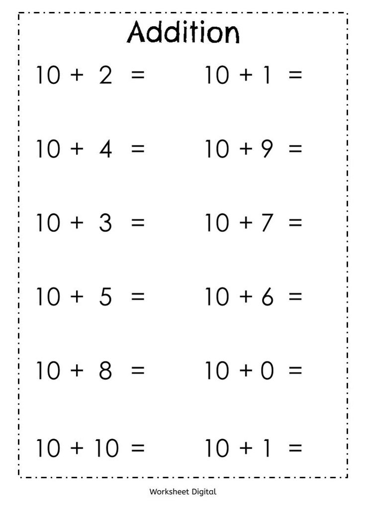 21 Addition Worksheets To Ten