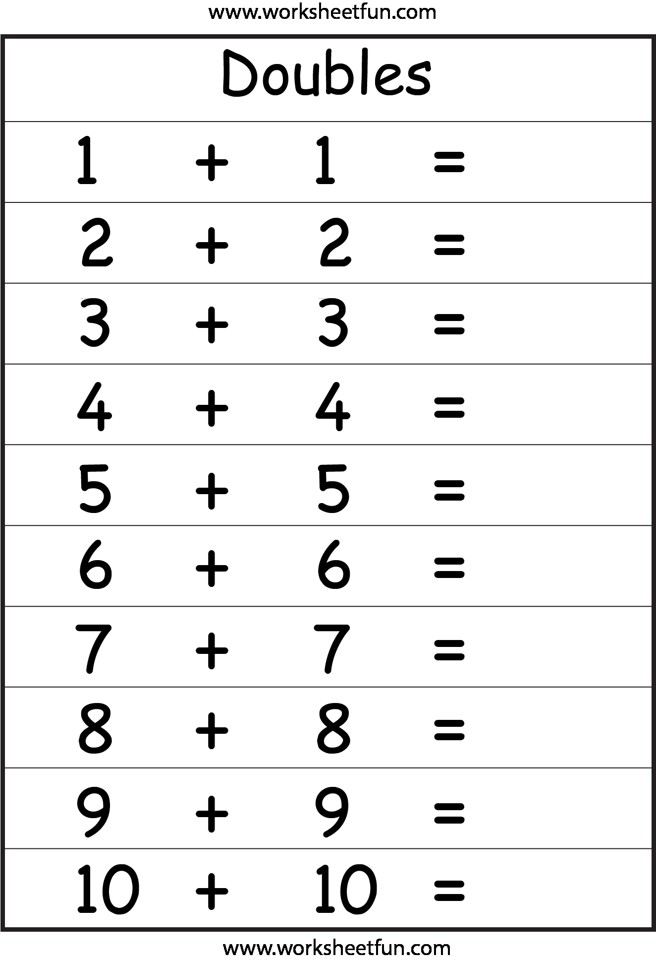 21 Addition Worksheets To Ten