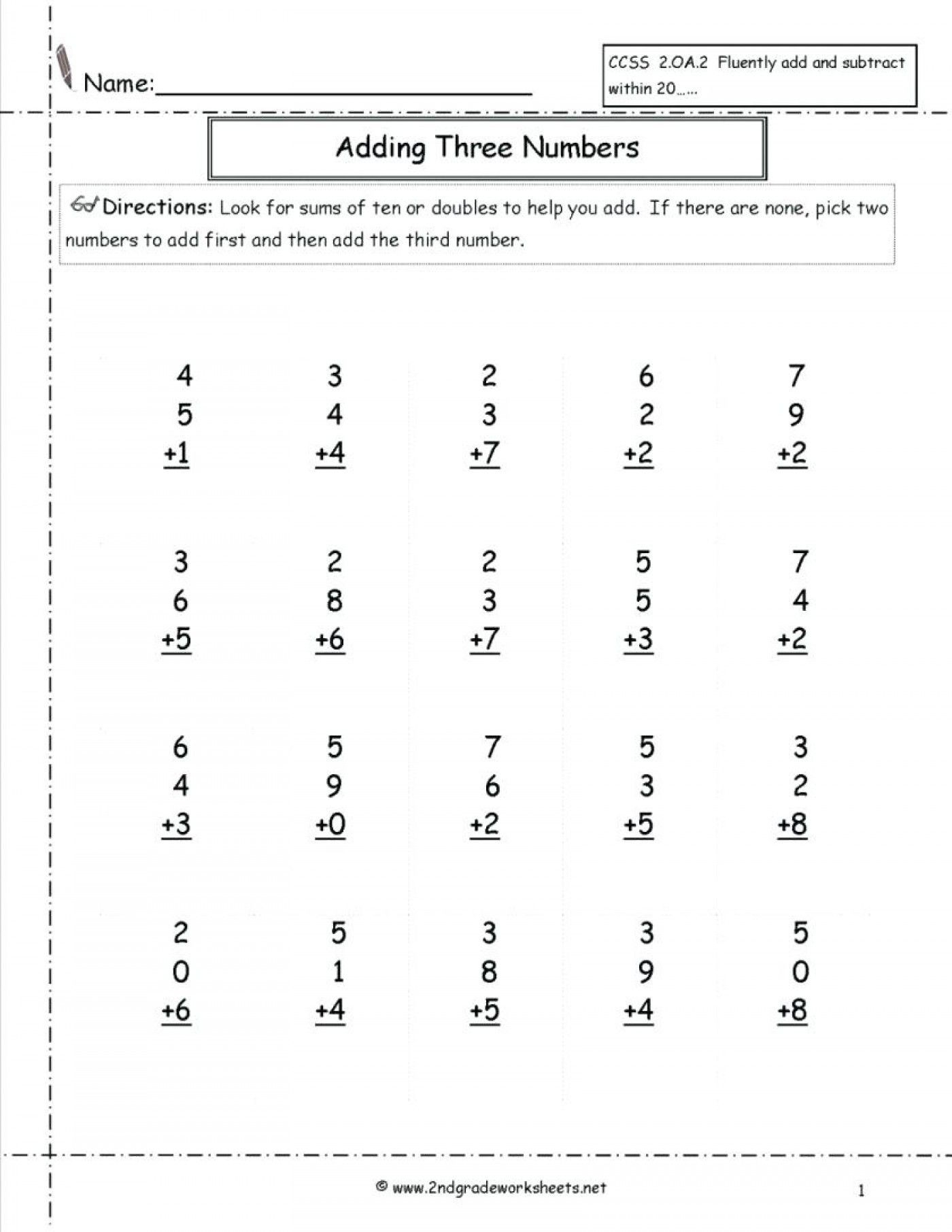 21 Addition Worksheets To Ten