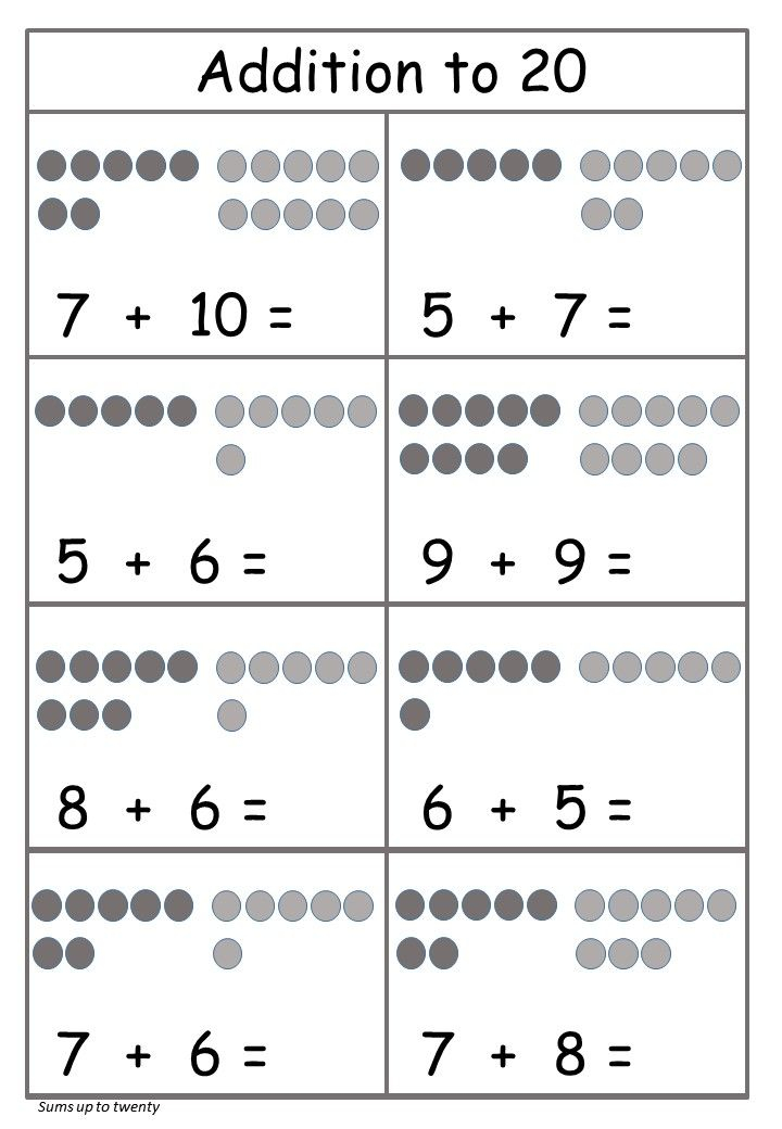 21 Addition Worksheets To Ten