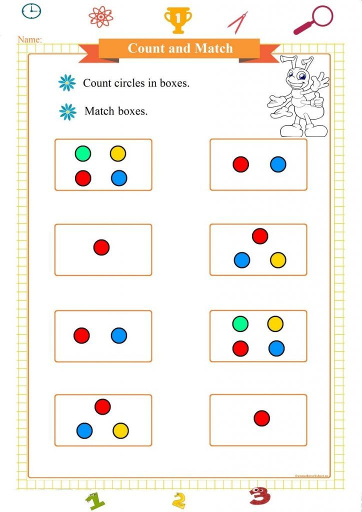 21 Count And Match Worksheets Kindergarten Easy