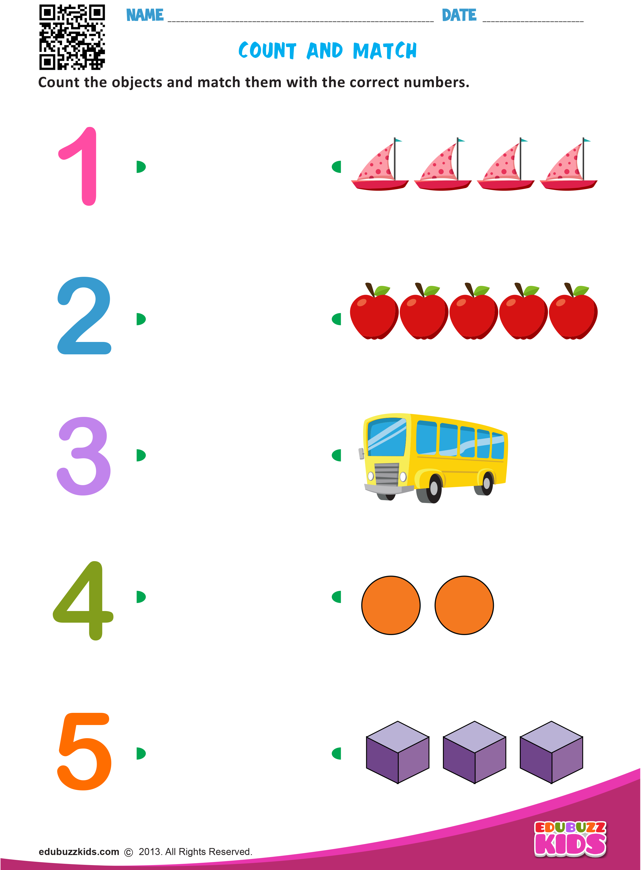 21 Count And Match Worksheets Kindergarten Easy