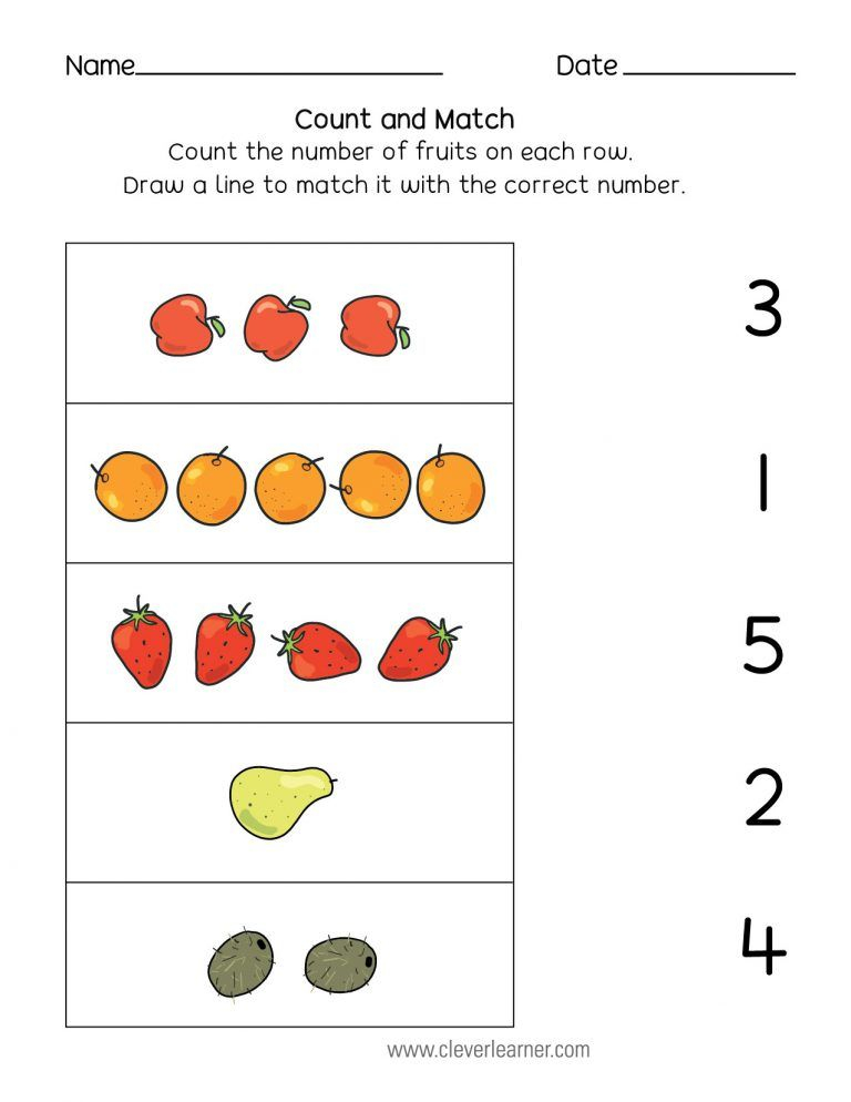 21 Count And Match Worksheets Kindergarten Easy