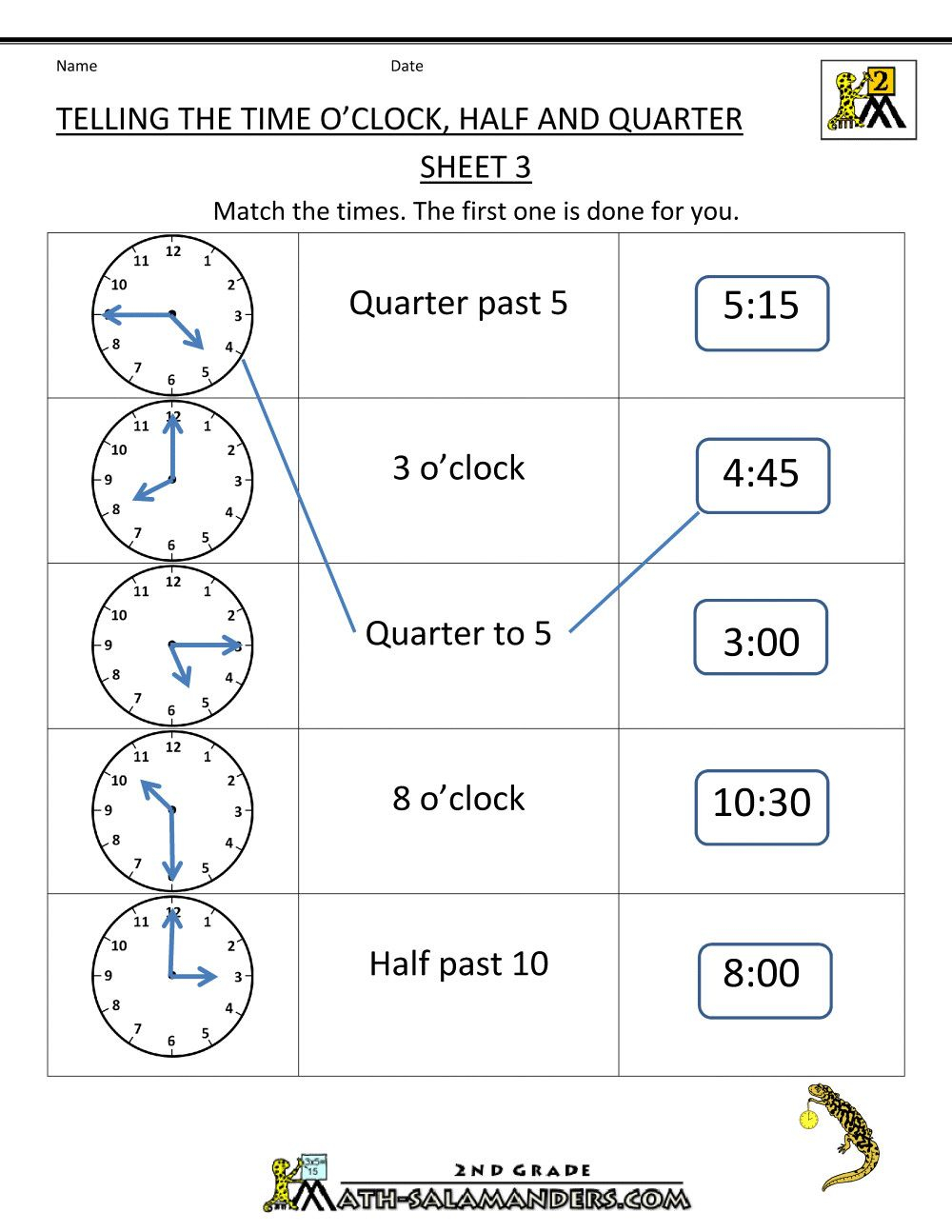 21 Grade 3 Math Worksheets Clock