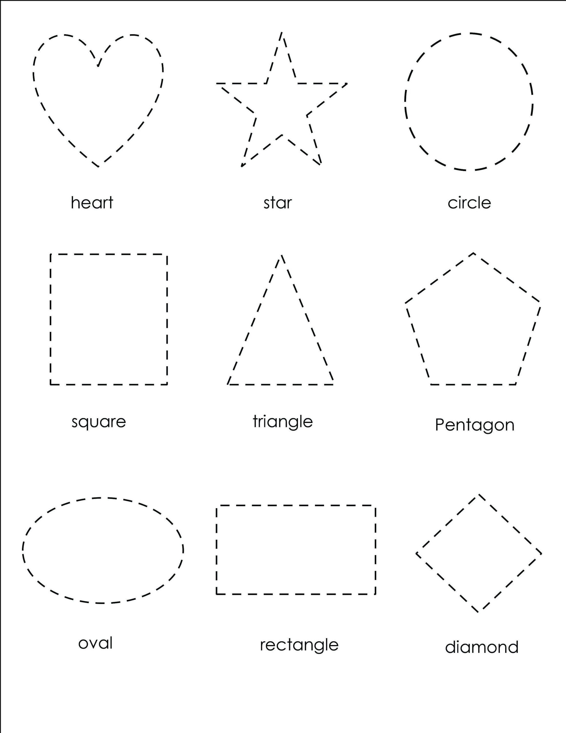 21 Shapes Tracing Worksheets For Kindergarten