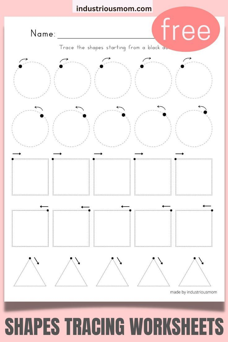 21 Shapes Tracing Worksheets For Kindergarten