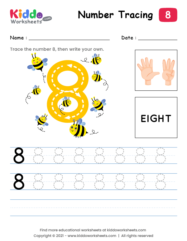 21 Tracing And Writing Number 8 Worksheet