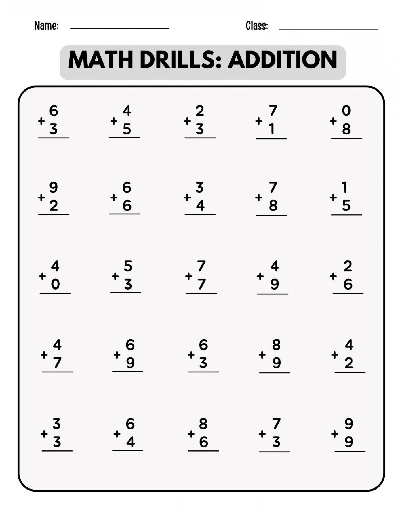 First Grade Addition And Subtraction Worksheet Printable PDF Template