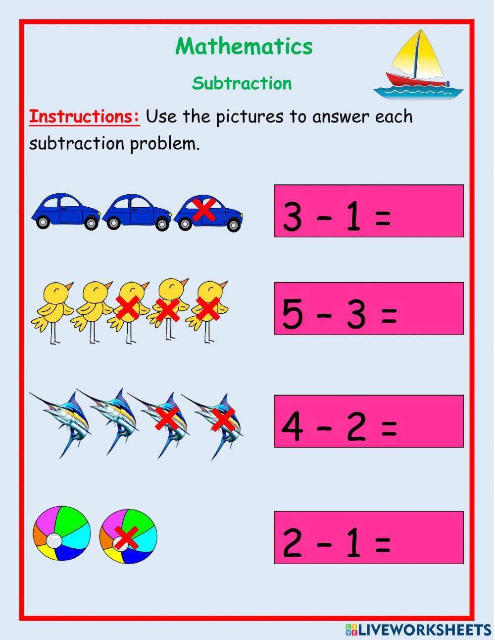 Free subtraction worksheet grade 1 with Download Free subtraction