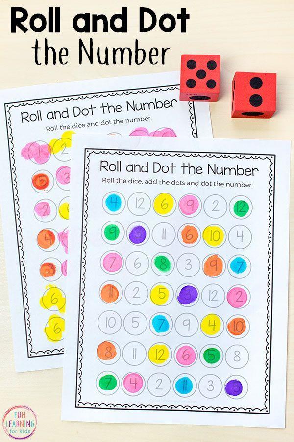 Roll and Dot the Number Math Activity Printable Preschool math games