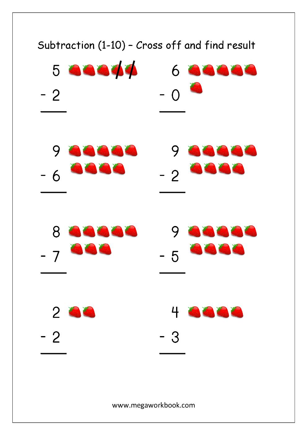 Subtraction Worksheets For Grade 1 Up To 20